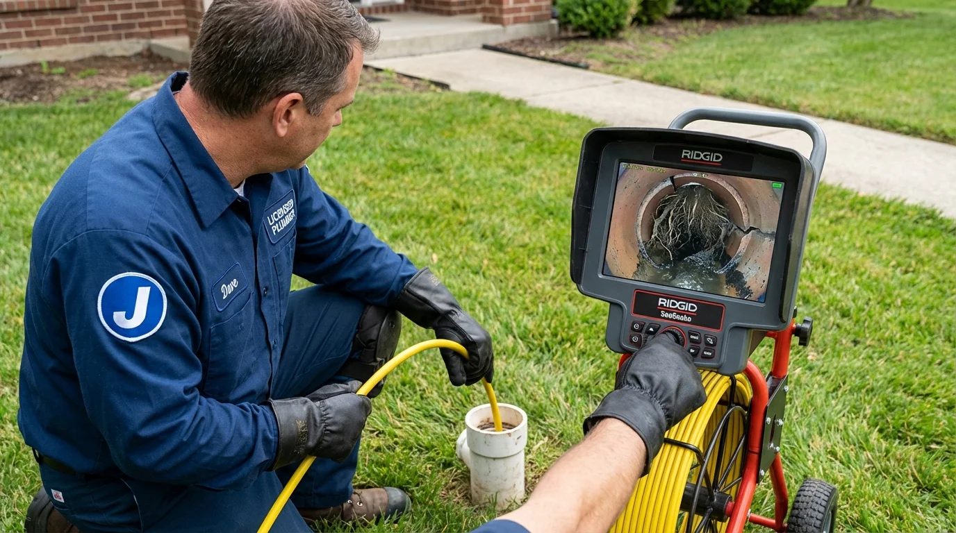 Sewer camera inspection being performed by Johns Plumbing LLC in Nashua